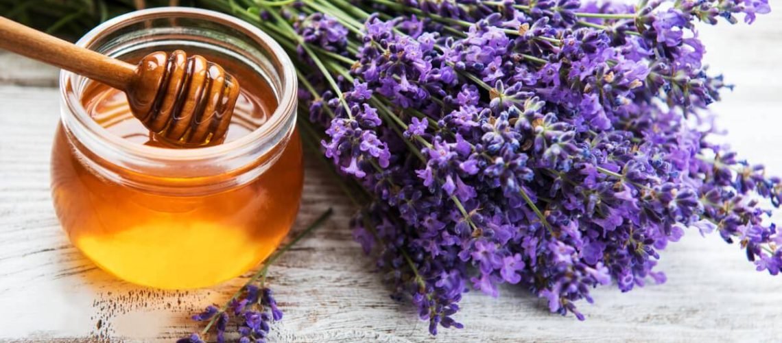 raw lavender and honey to be used for organic skincare products made with love and intention